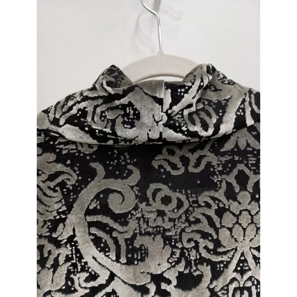 Ruby Rd Womens Top Large Petite Silver Black‎ Floral Burnout Velvet Whimsygoth - Picture 7 of 12